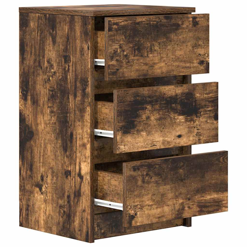 vidaXL Noptiera cu 3 sertare stejar afumat 39x35x65 cm vidaXL Noptiera cu 3 sertare stejar afumat 39x35x65 cm
