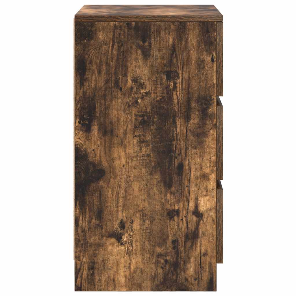 vidaXL Noptiera cu 3 sertare stejar afumat 39x35x65 cm vidaXL Noptiera cu 3 sertare stejar afumat 39x35x65 cm