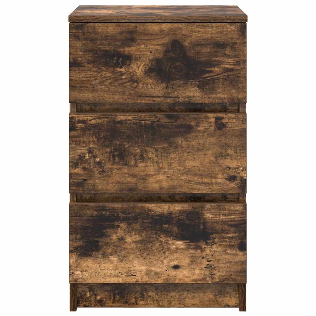 vidaXL Noptiere cu 3 sertare 2 buc Stejar afumat 39x35x65 cm
