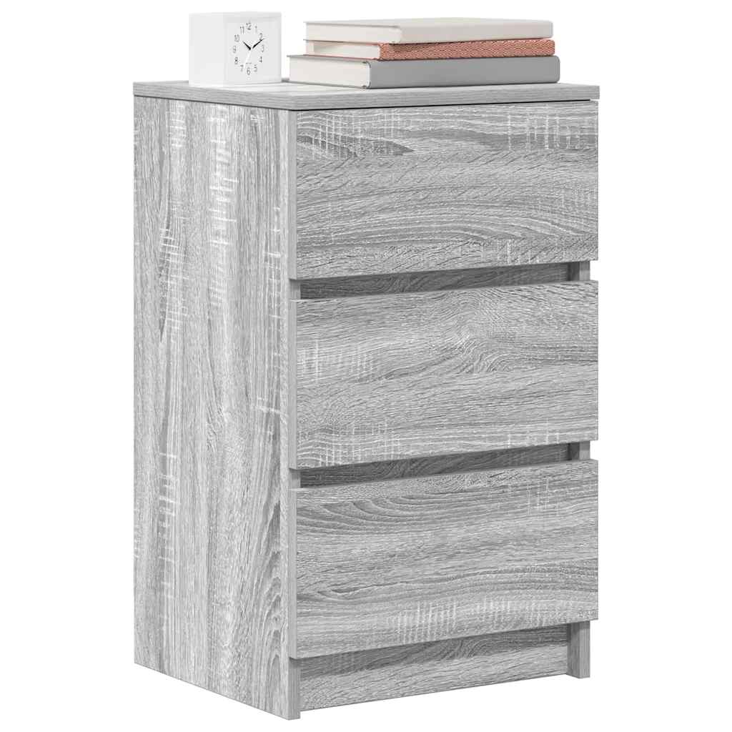 vidaXL Noptiere cu 3 sertare 2 buc Gri Sonoma 39x35x65 cm