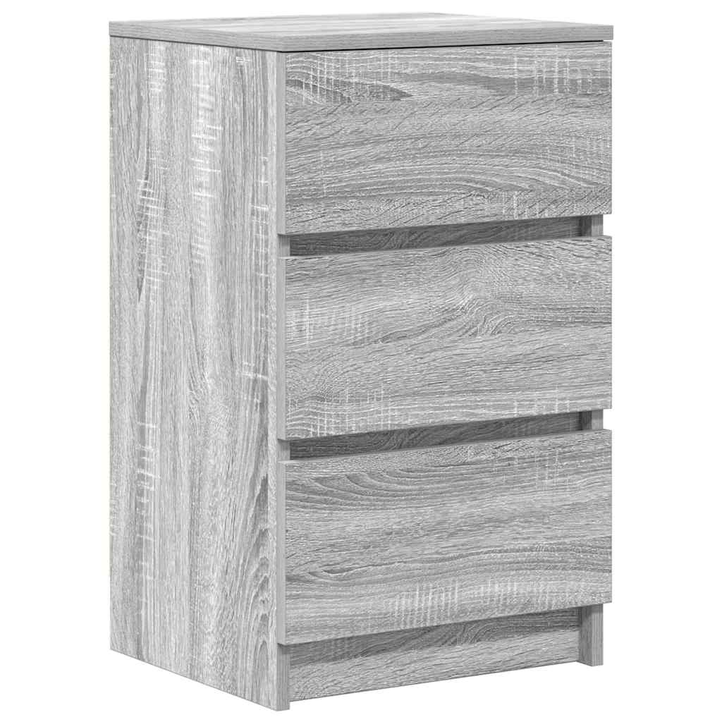 vidaXL Noptiere cu 3 sertare 2 buc Gri Sonoma 39x35x65 cm