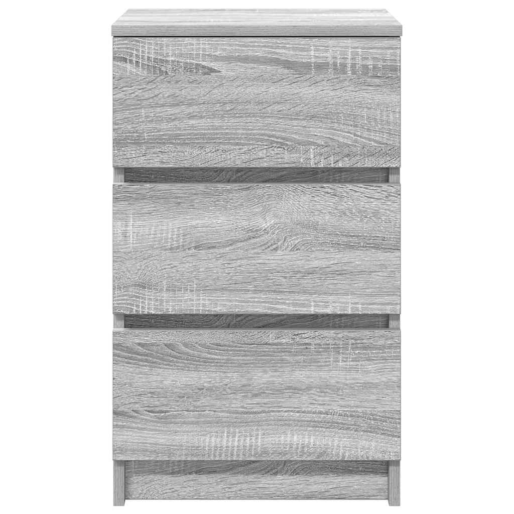 vidaXL Noptiere cu 3 sertare 2 buc Gri Sonoma 39x35x65 cm