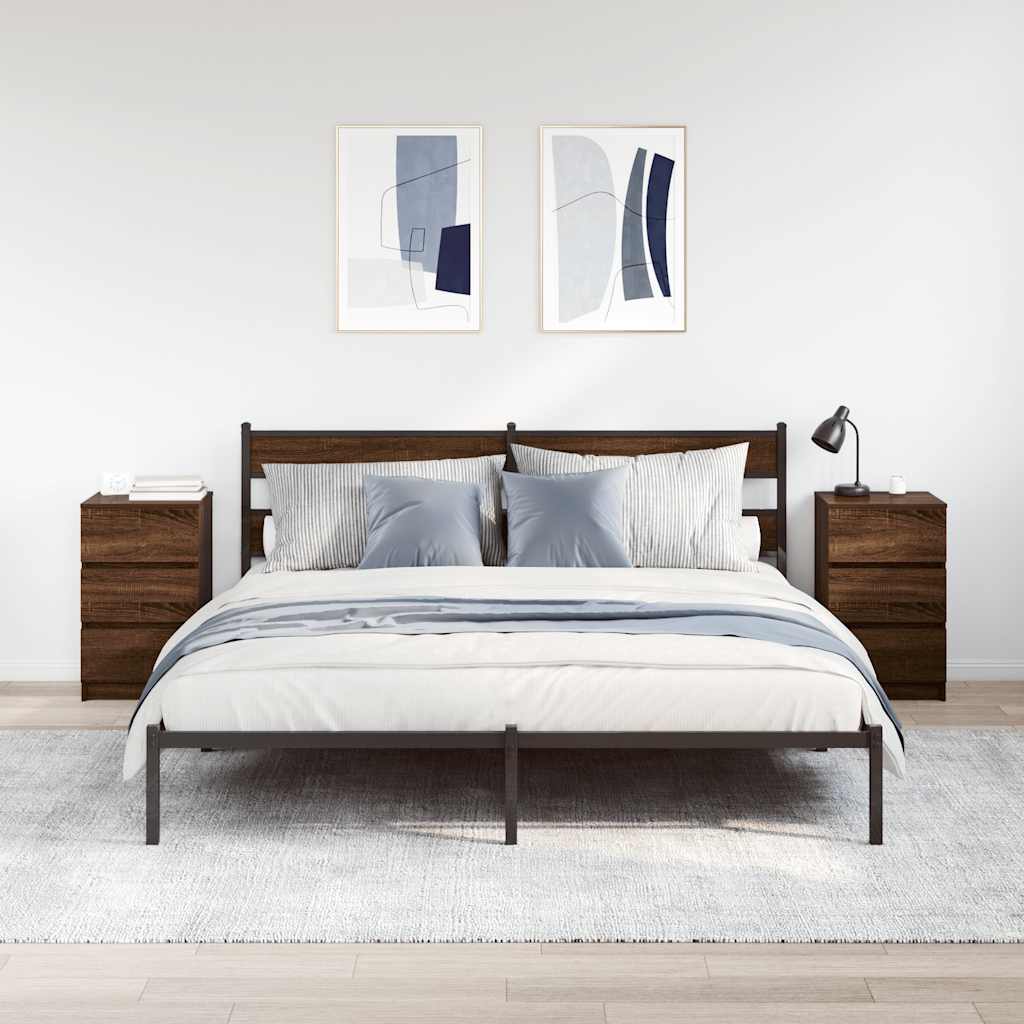 vidaXL Noptiere cu 3 sertare 2 buc Stejar maro 39x35x65 cm