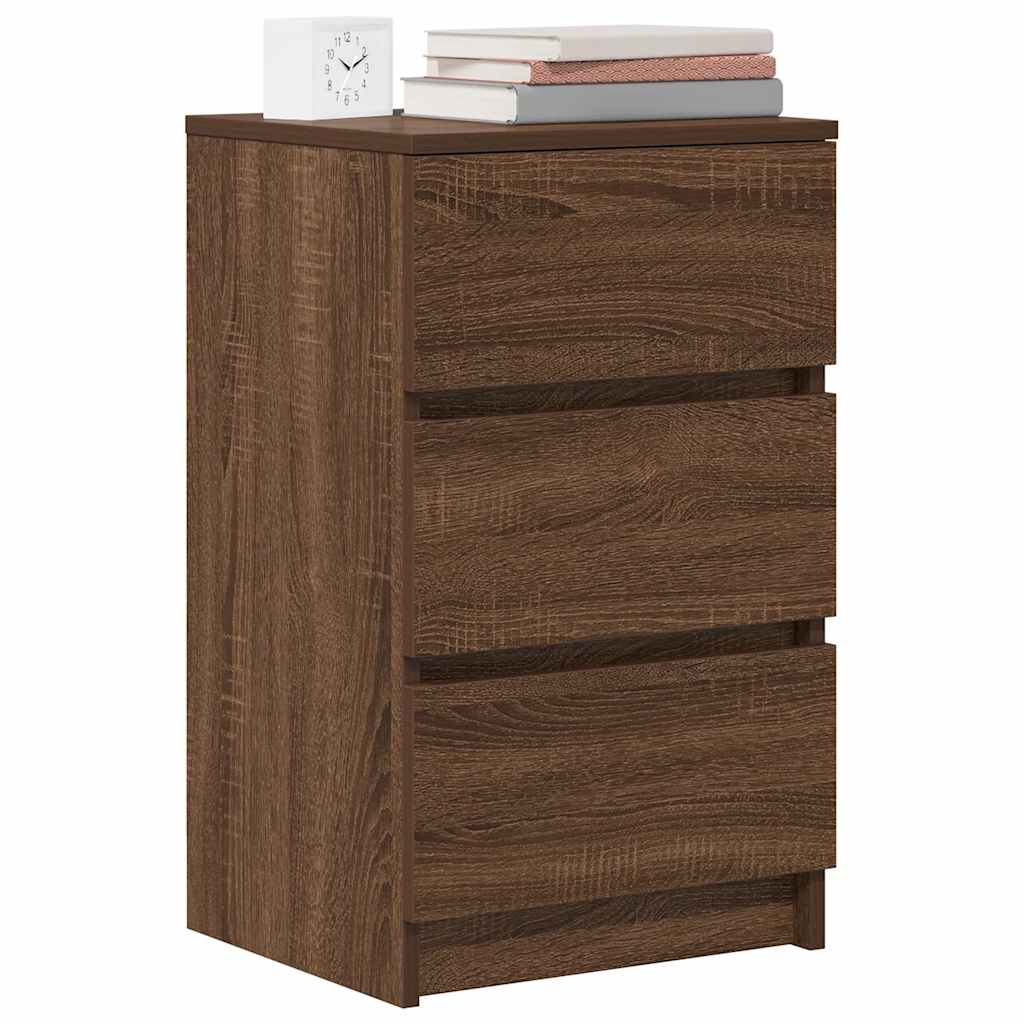 vidaXL Noptiere cu 3 sertare 2 buc Stejar maro 39x35x65 cm