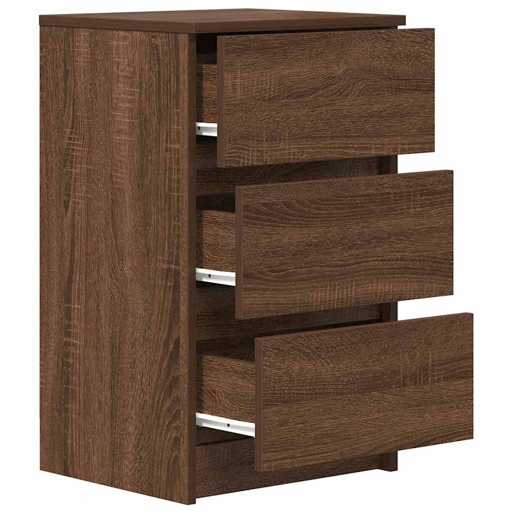 vidaXL Noptiere cu 3 sertare 2 buc Stejar maro 39x35x65 cm
