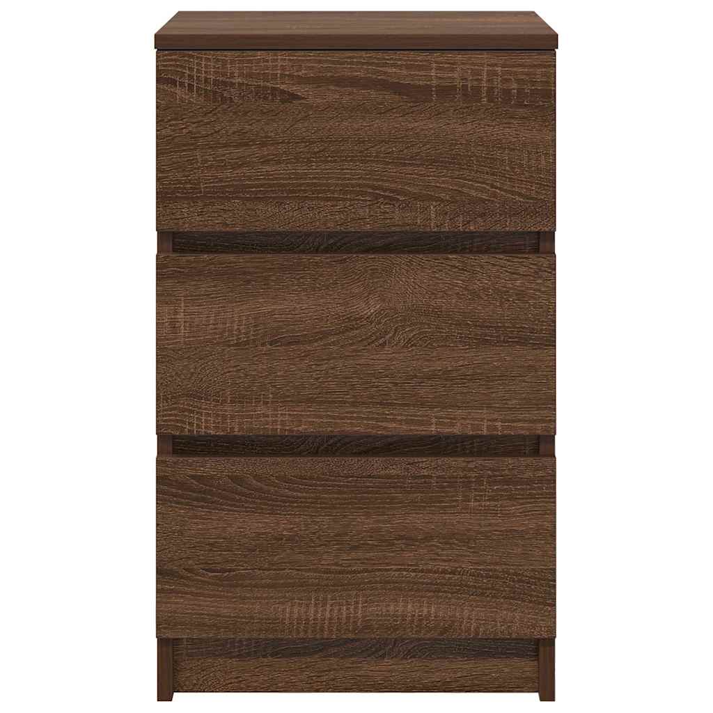 vidaXL Noptiere cu 3 sertare 2 buc Stejar maro 39x35x65 cm