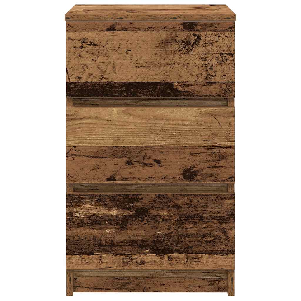 vidaXL Noptiere cu 3 sertare 2 buc Lemn vechi 39x35x65 cm