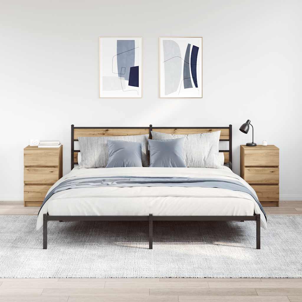 vidaXL Noptiere cu 3 sertare 2 buc Stejar Artisan 39x35x65 cm