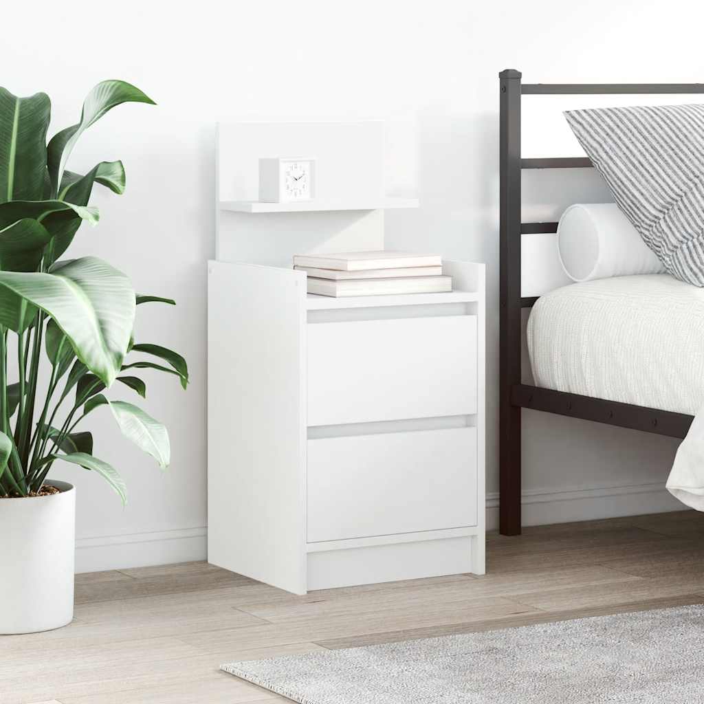 vidaXL Noptiera cu 2 sertare alb 38x34x80 cm vidaXL Noptiera cu 2 sertare alb 38x34x80 cm