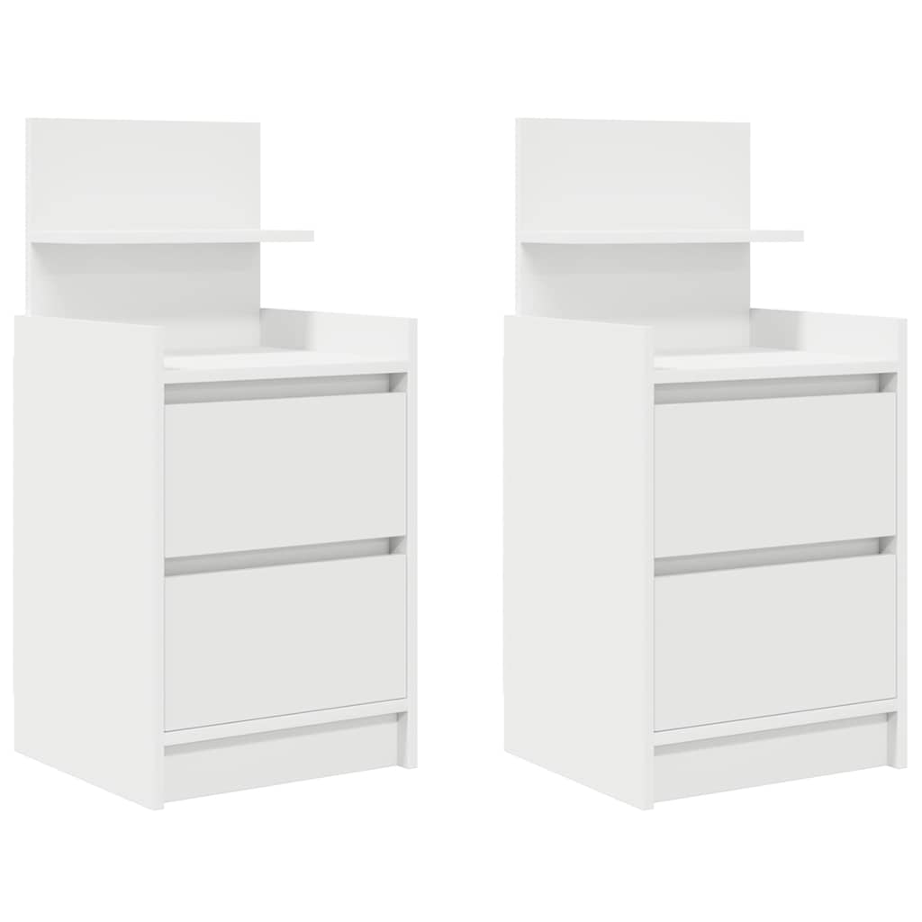 vidaXL Noptiere cu 2 sertare 2 buc Alb 38x34x80 cm