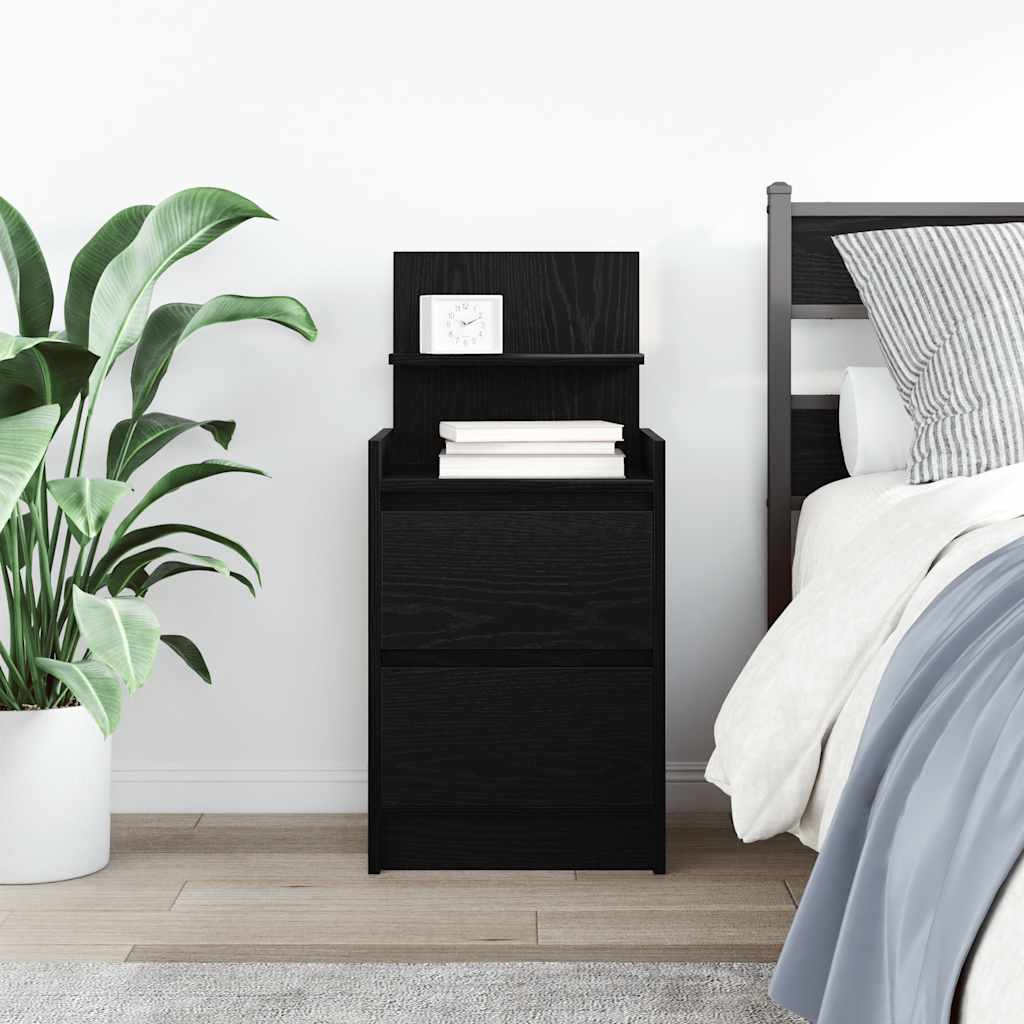 vidaXL Noptiera cu 2 sertare Negru 38x34x80 cm vidaXL Noptiera cu 2 sertare Negru 38x34x80 cm