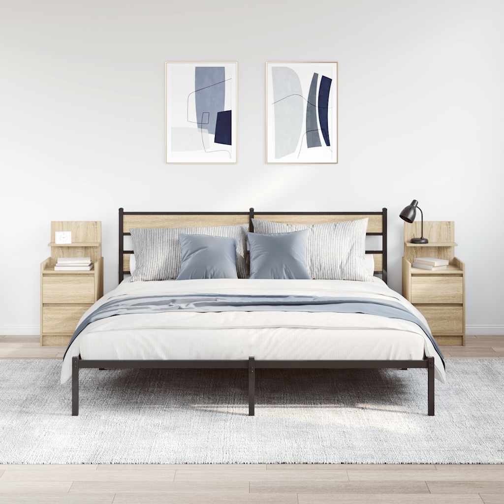 vidaXL Noptiere cu 2 sertare 2 buc Stejar Sonoma 38x34x80 cm