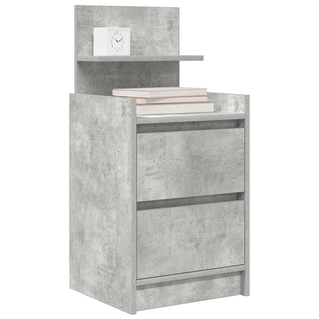 vidaXL Noptiere cu 2 sertare 2 buc Beton Gri 38x34x80 cm