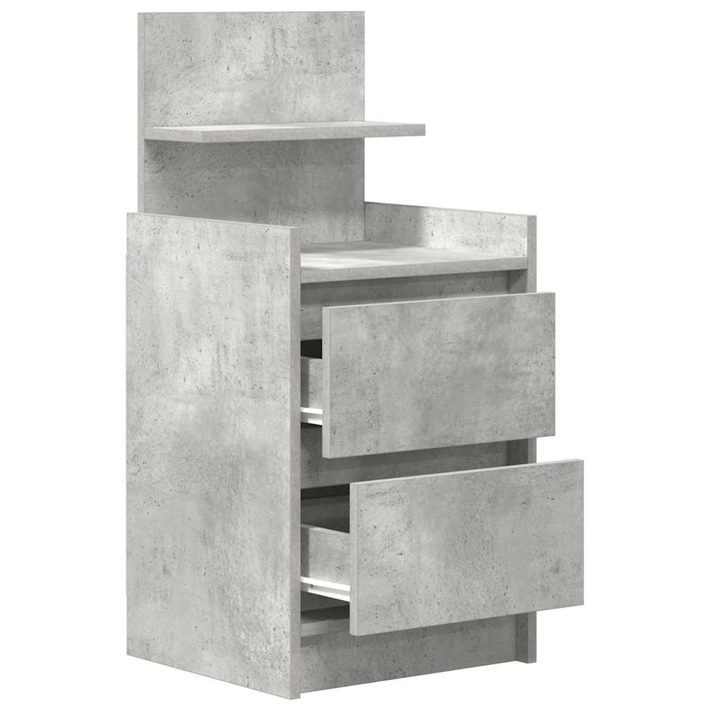 vidaXL Noptiere cu 2 sertare 2 buc Beton Gri 38x34x80 cm