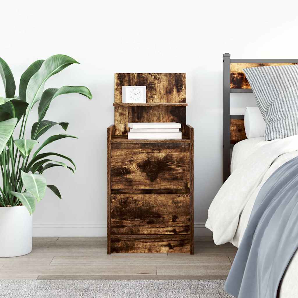 vidaXL Noptiera cu 2 sertare stejar afumat 38x34x80 cm vidaXL Noptiera cu 2 sertare stejar afumat 38x34x80 cm