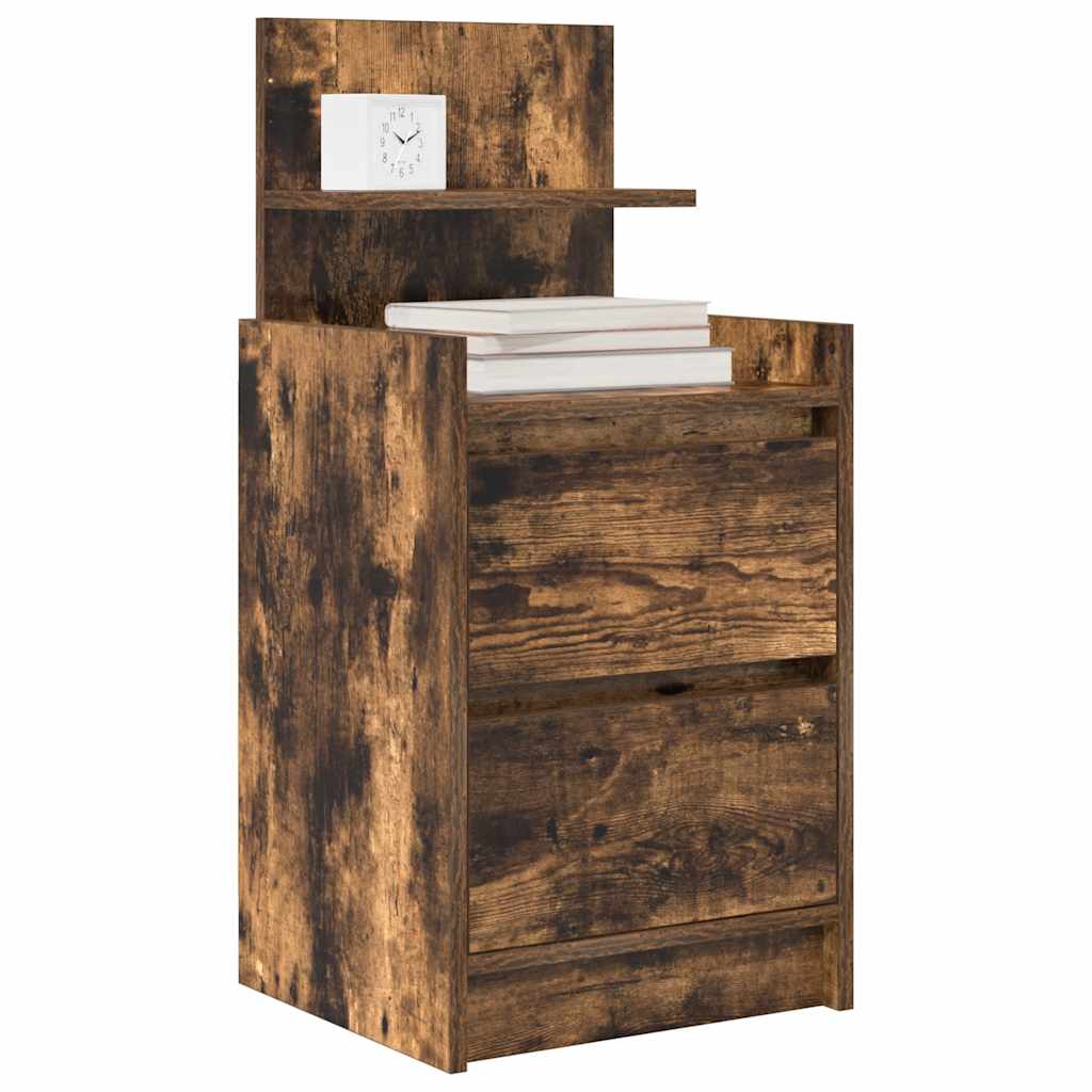 vidaXL Noptiera cu 2 sertare stejar afumat 38x34x80 cm vidaXL Noptiera cu 2 sertare stejar afumat 38x34x80 cm