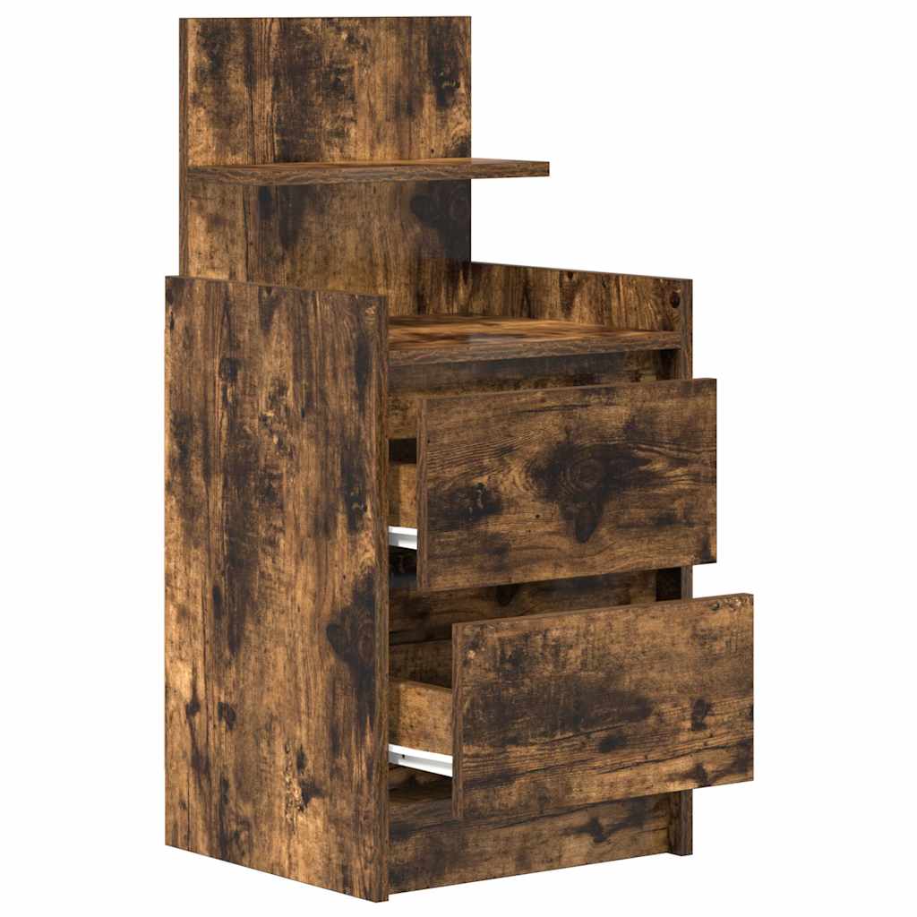 vidaXL Noptiera cu 2 sertare stejar afumat 38x34x80 cm vidaXL Noptiera cu 2 sertare stejar afumat 38x34x80 cm