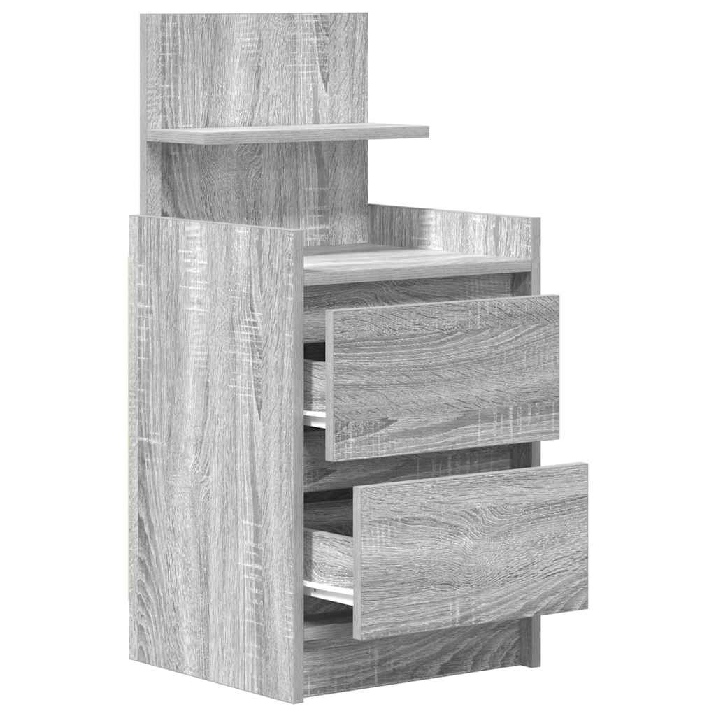 vidaXL Noptiera cu 2 sertare Gri Sonoma 38x34x80 cm