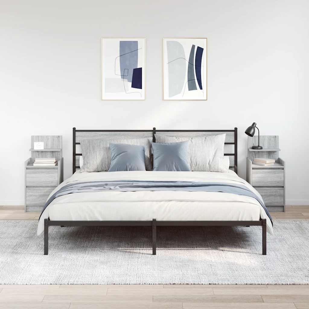 vidaXL Noptiere cu 2 sertare 2 buc Gri Sonoma 38x34x80 cm