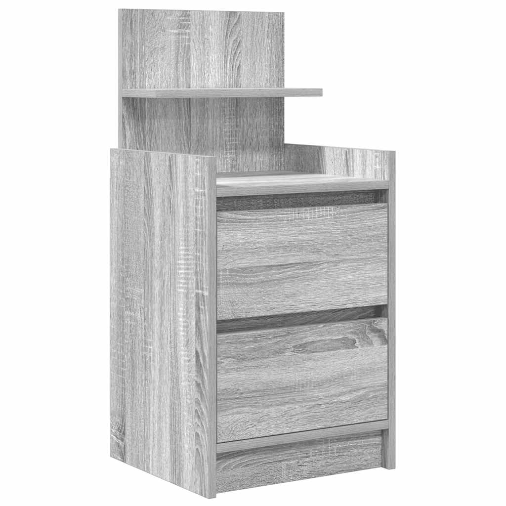 vidaXL Noptiere cu 2 sertare 2 buc Gri Sonoma 38x34x80 cm