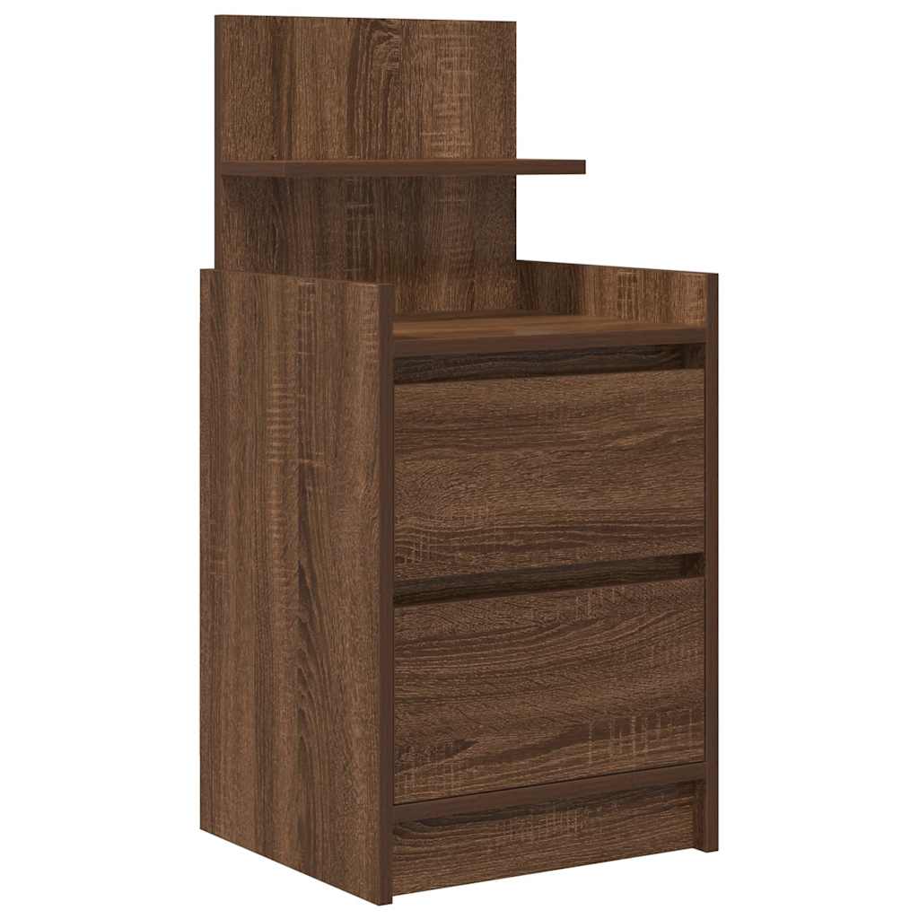 vidaXL Noptiere cu 2 sertare 2 buc Stejar maro 38x34x80 cm