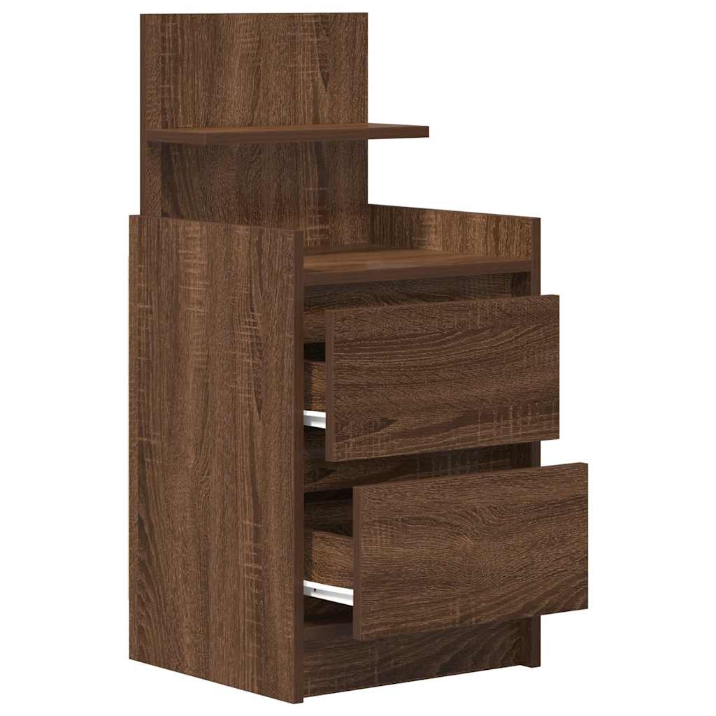 vidaXL Noptiere cu 2 sertare 2 buc Stejar maro 38x34x80 cm