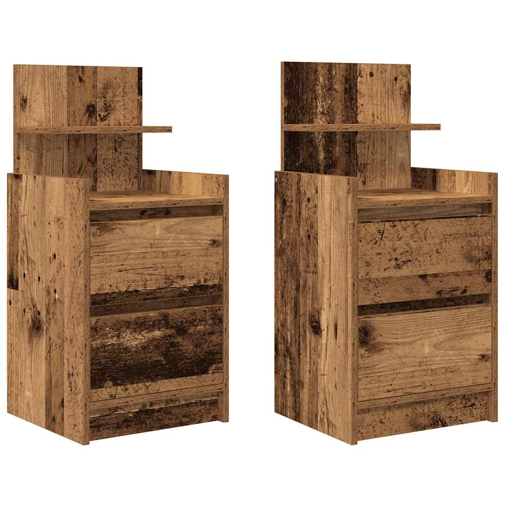 vidaXL Noptiere cu 2 sertare 2 buc Lemn vechi 38x34x80 cm