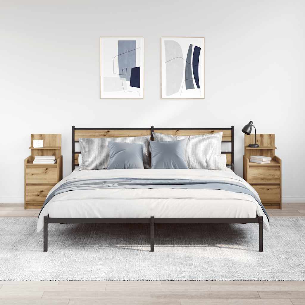 vidaXL Noptiere cu 2 sertare 2 buc Stejar Artisan 38x34x80 cm