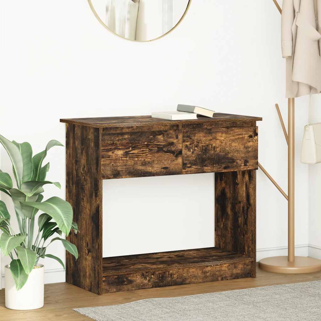 vidaXL Consolă cu sertare Stejar afumat 85,5x38,5x74,5 cm vidaXL Consolă cu sertare Stejar afumat 85,5x38,5x74,5 cm