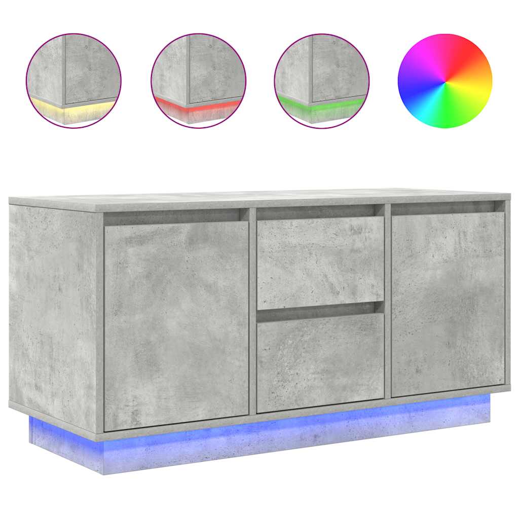 vidaXL Comodă TV cu lumini LED, gri beton, 100x41x50 cm vidaXL Comodă TV cu lumini LED, gri beton, 100x41x50 cm