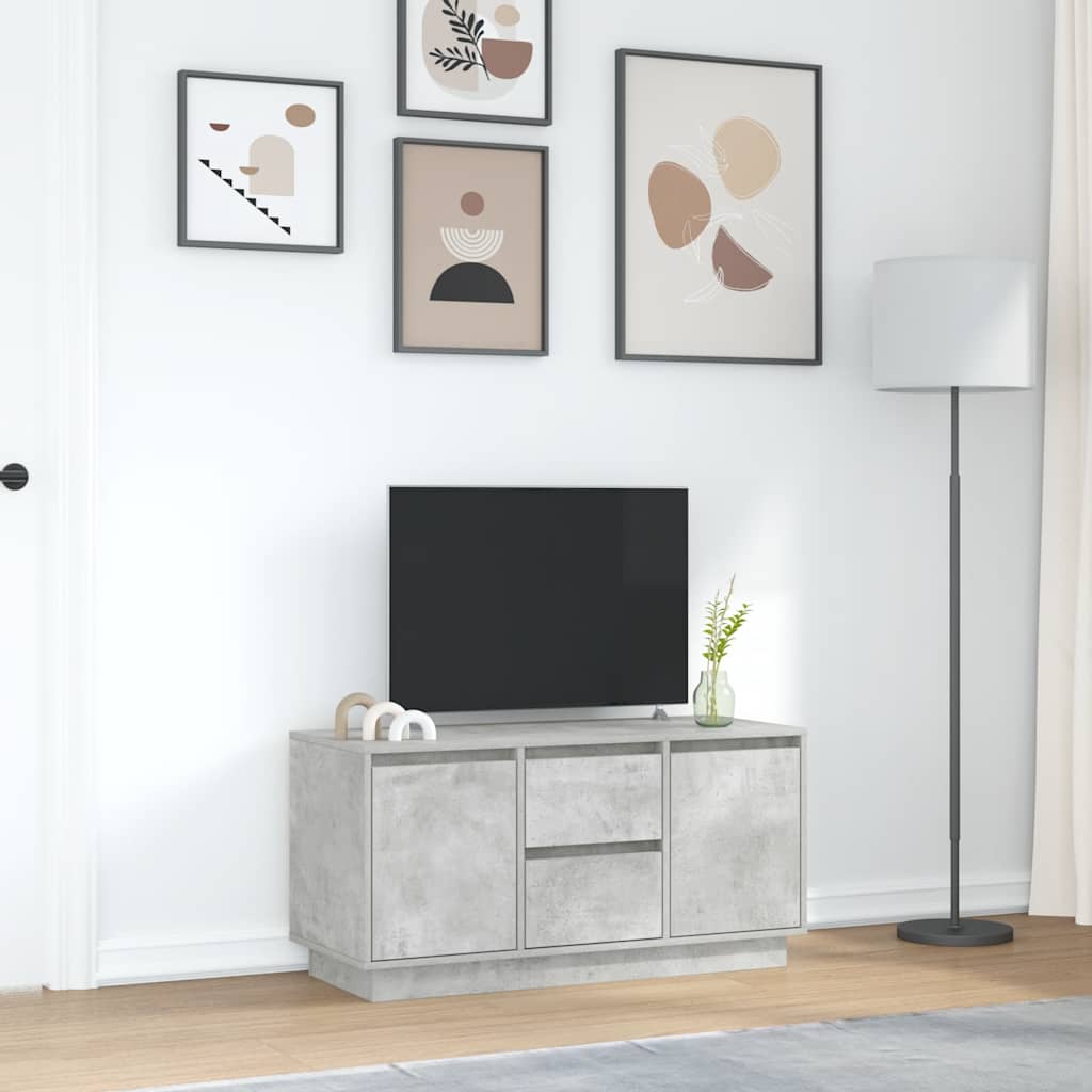 vidaXL Comodă TV cu lumini LED, gri beton, 100x41x50 cm vidaXL Comodă TV cu lumini LED, gri beton, 100x41x50 cm
