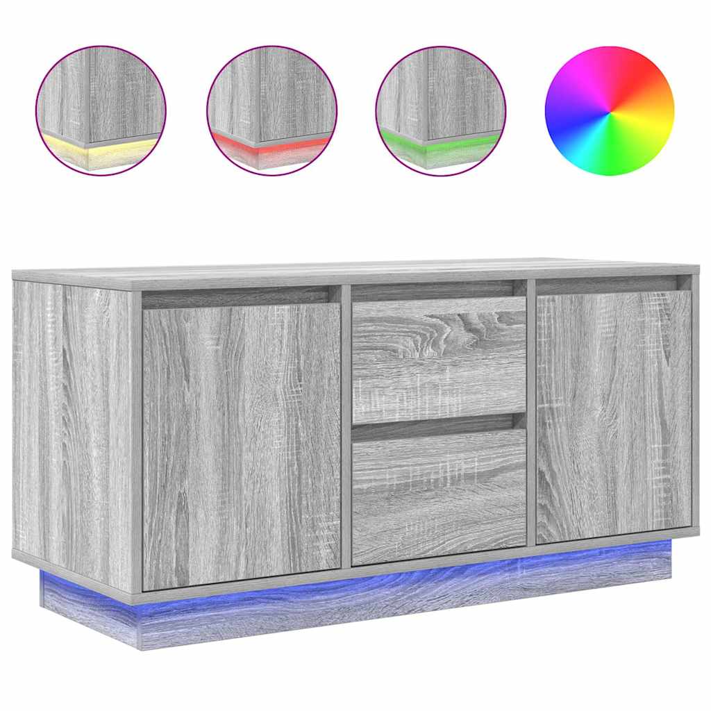 vidaXL Comodă TV cu lumini LED, gri sonoma, 100x41x50 cm vidaXL Comodă TV cu lumini LED, gri sonoma, 100x41x50 cm