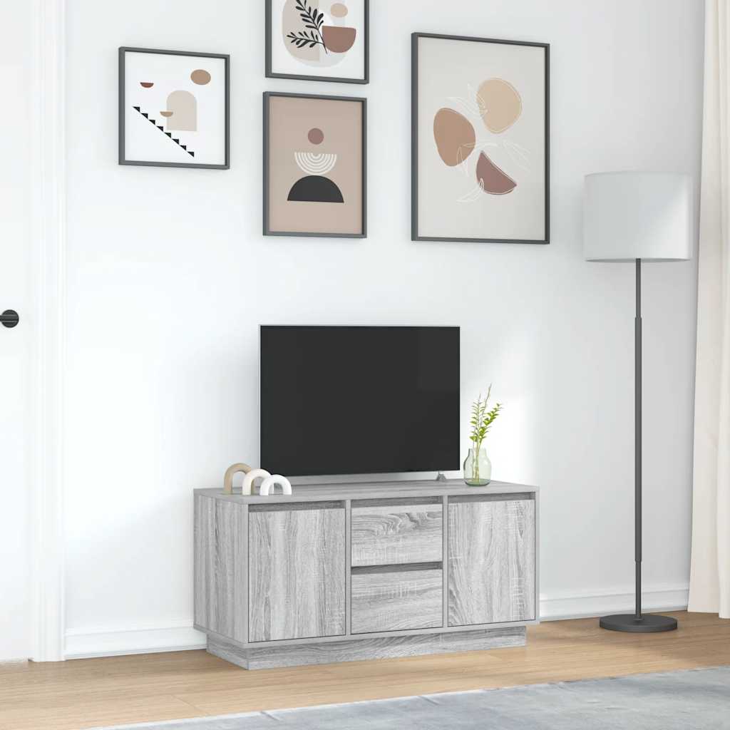 vidaXL Comodă TV cu lumini LED, gri sonoma, 100x41x50 cm vidaXL Comodă TV cu lumini LED, gri sonoma, 100x41x50 cm
