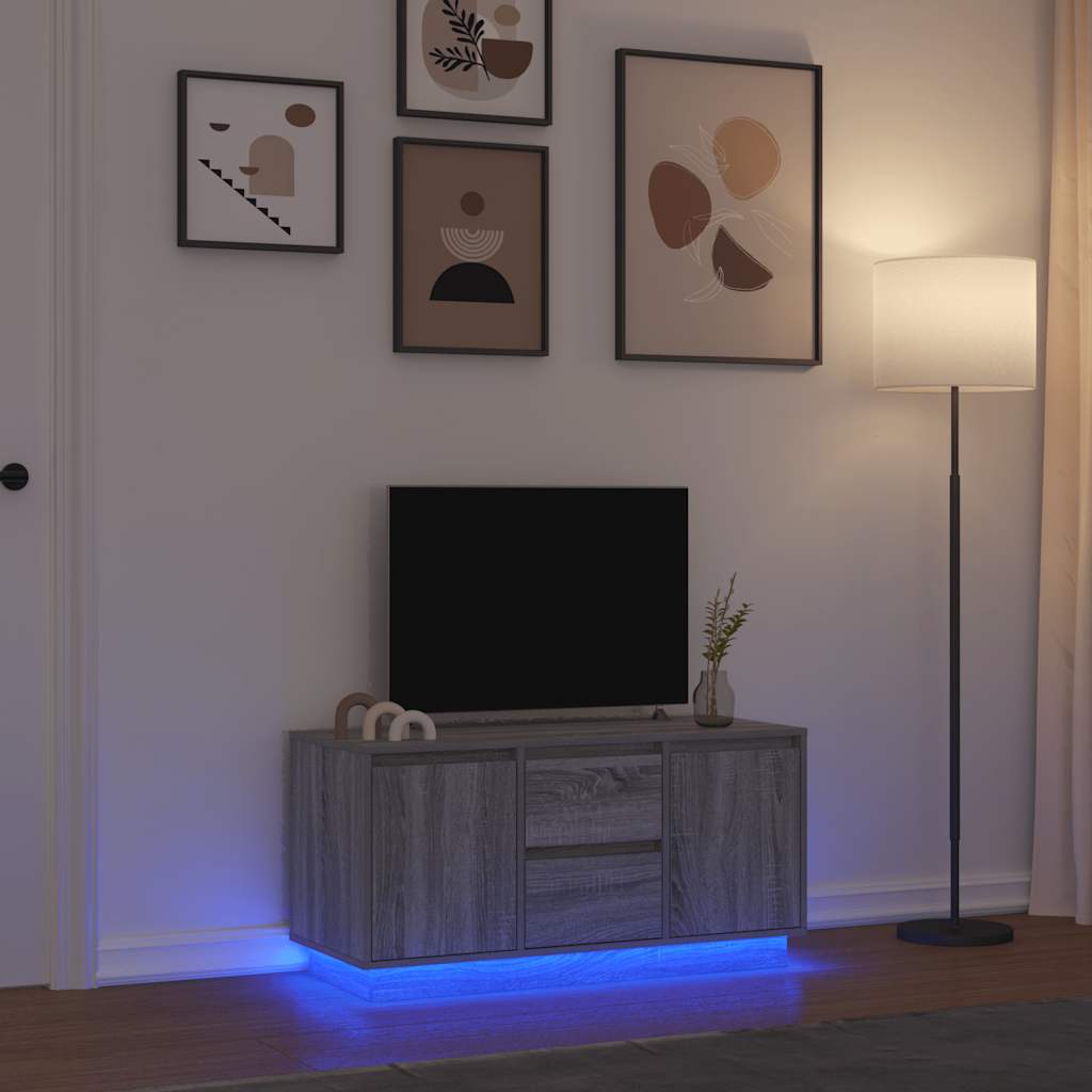 vidaXL Comodă TV cu lumini LED, gri sonoma, 100x41x50 cm vidaXL Comodă TV cu lumini LED, gri sonoma, 100x41x50 cm