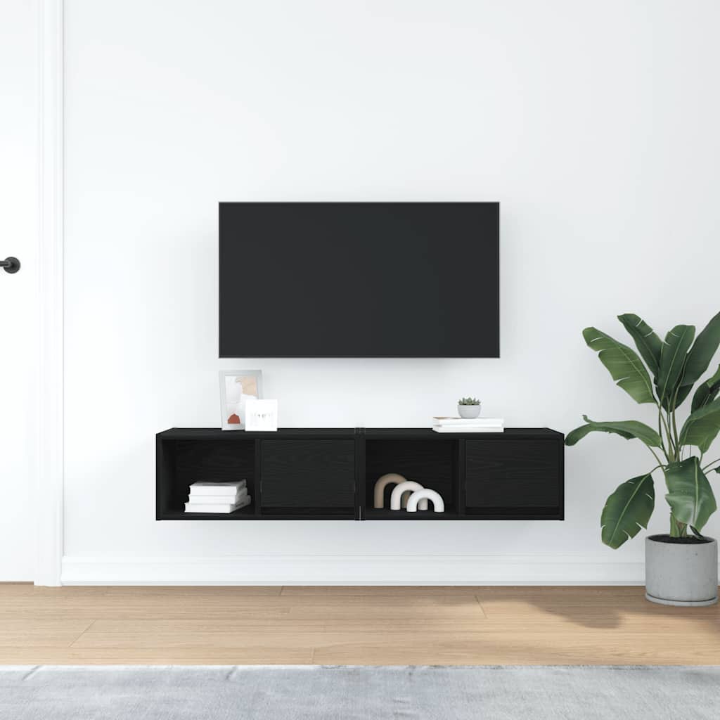 vidaXL Dulapuri TV 2 buc stejar negru 60x31x25,5 cm lemn prelucrat
