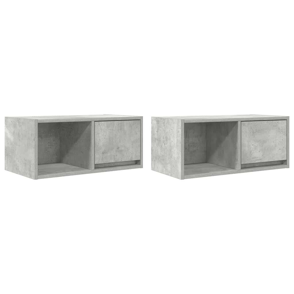 vidaXL Dulapuri TV 2 buc Beton Gri 60x31x25,5 cm Lemn prelucrat vidaXL Dulapuri TV 2 buc Beton Gri 60x31x25,5 cm Lemn prelucrat