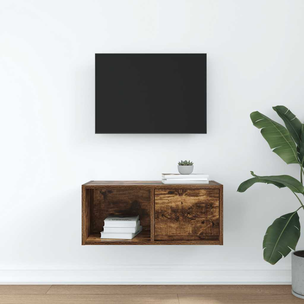 vidaXL Dulap TV stejar afumat 60x31x25,5 cm din lemn de prelucrare