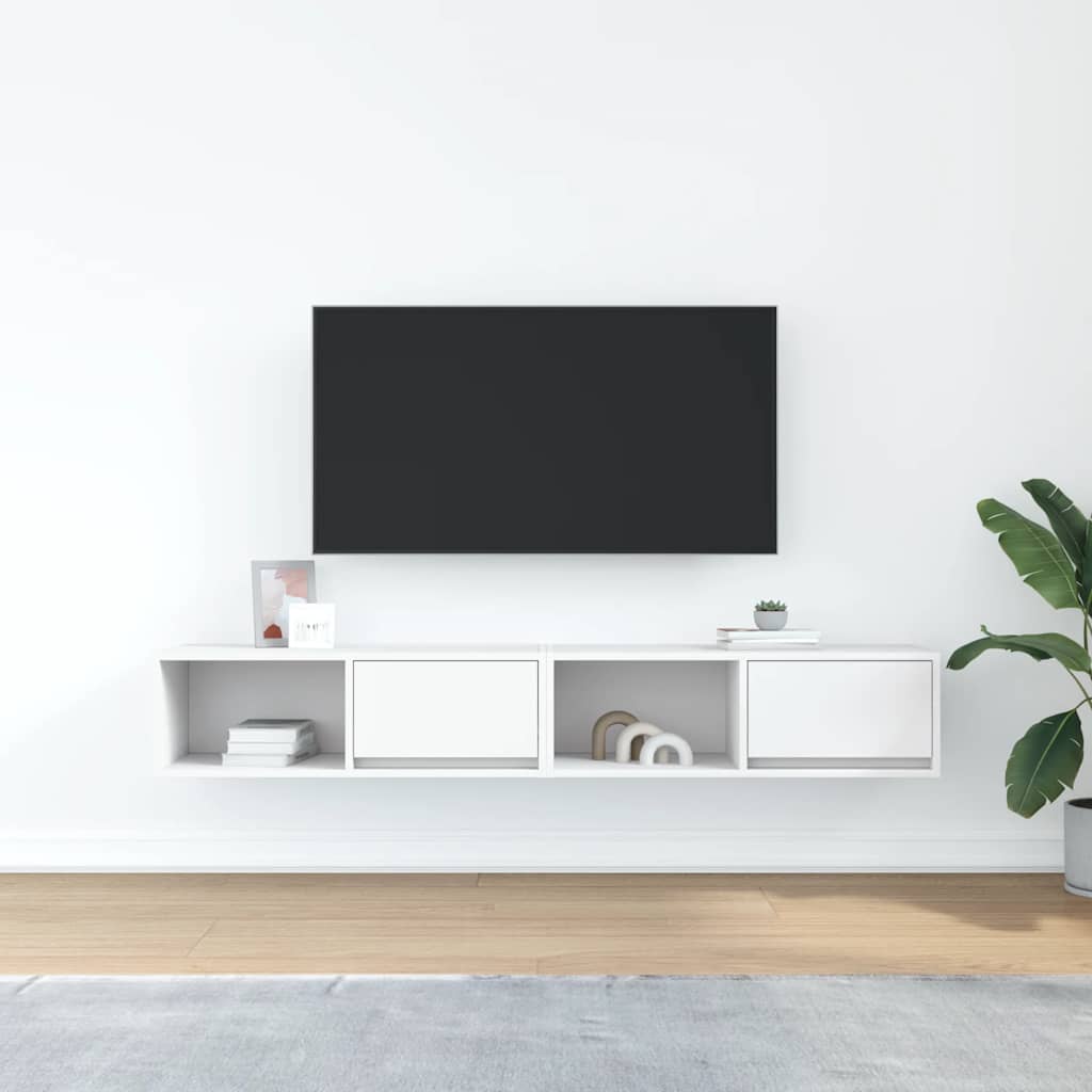 vidaXL Dulapuri TV 2 buc Alb 80x31x25,5 cm Lemn prelucrat vidaXL Dulapuri TV 2 buc Alb 80x31x25,5 cm Lemn prelucrat
