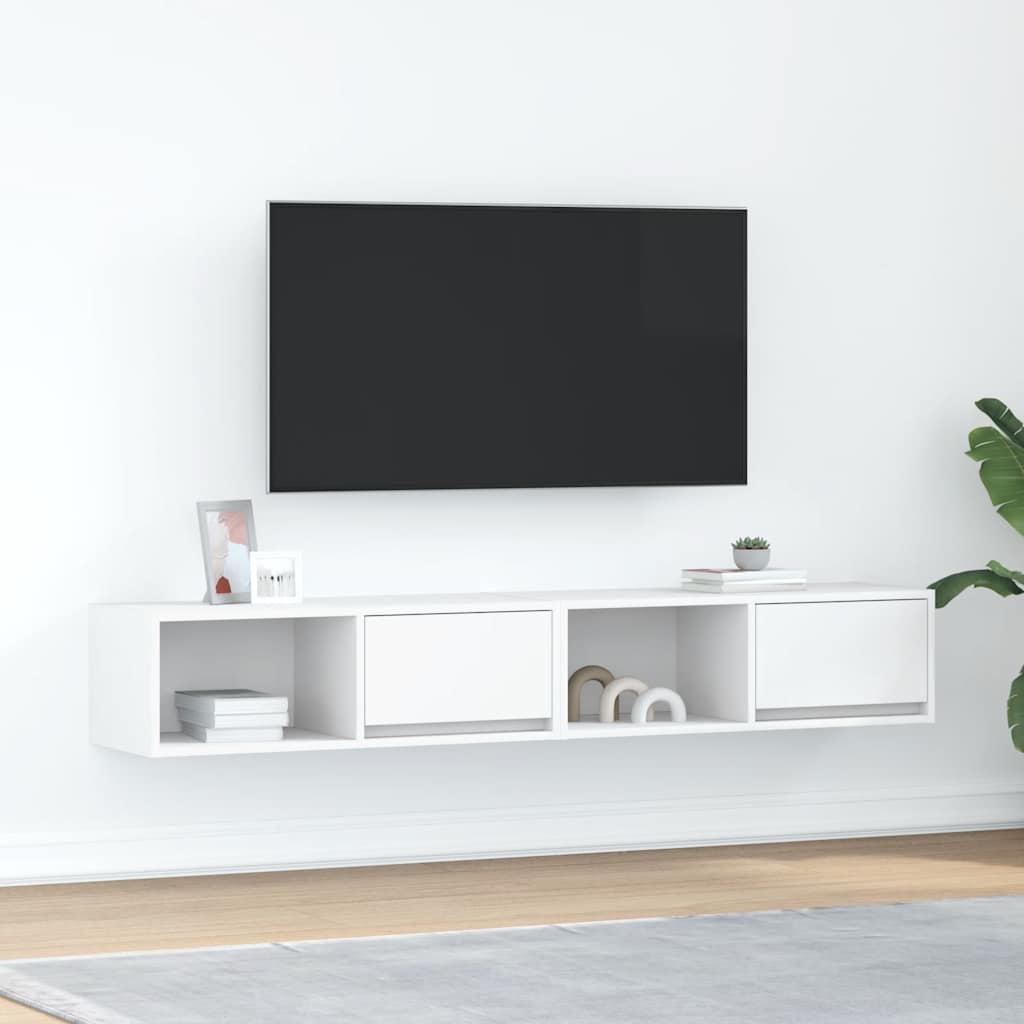 vidaXL Dulapuri TV 2 buc Alb 80x31x25,5 cm Lemn prelucrat vidaXL Dulapuri TV 2 buc Alb 80x31x25,5 cm Lemn prelucrat