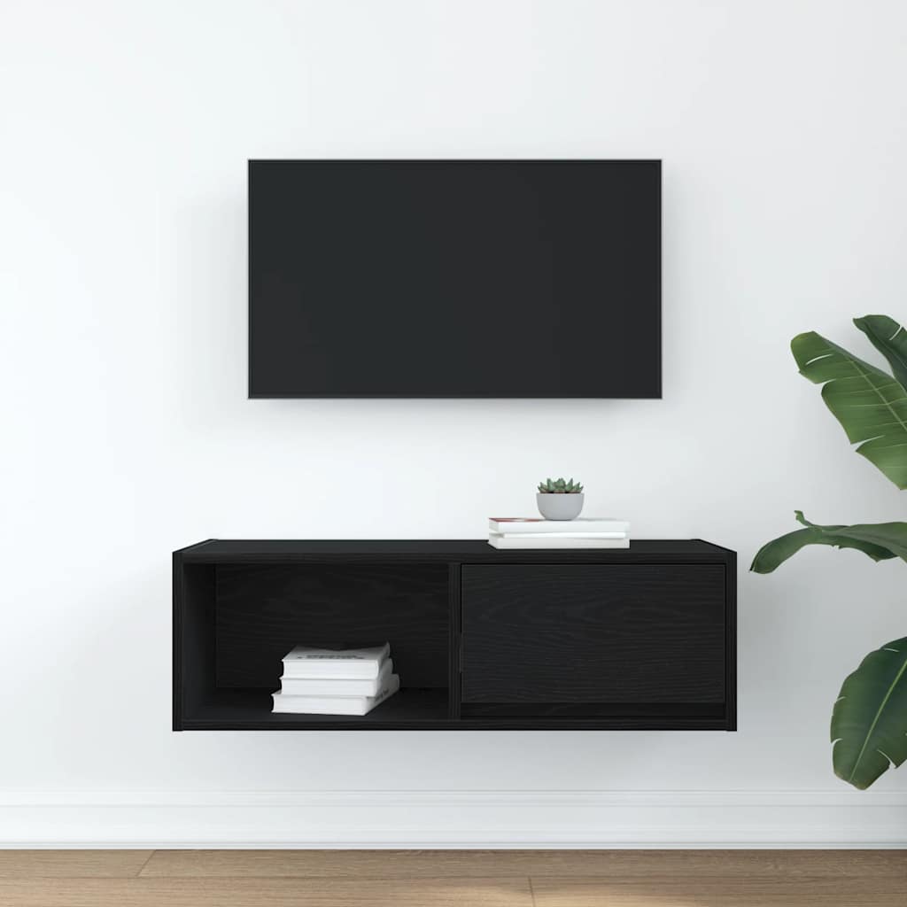 vidaXL Dulap TV Stejar negru 80x31x25,5 cm Lemn prelucrat