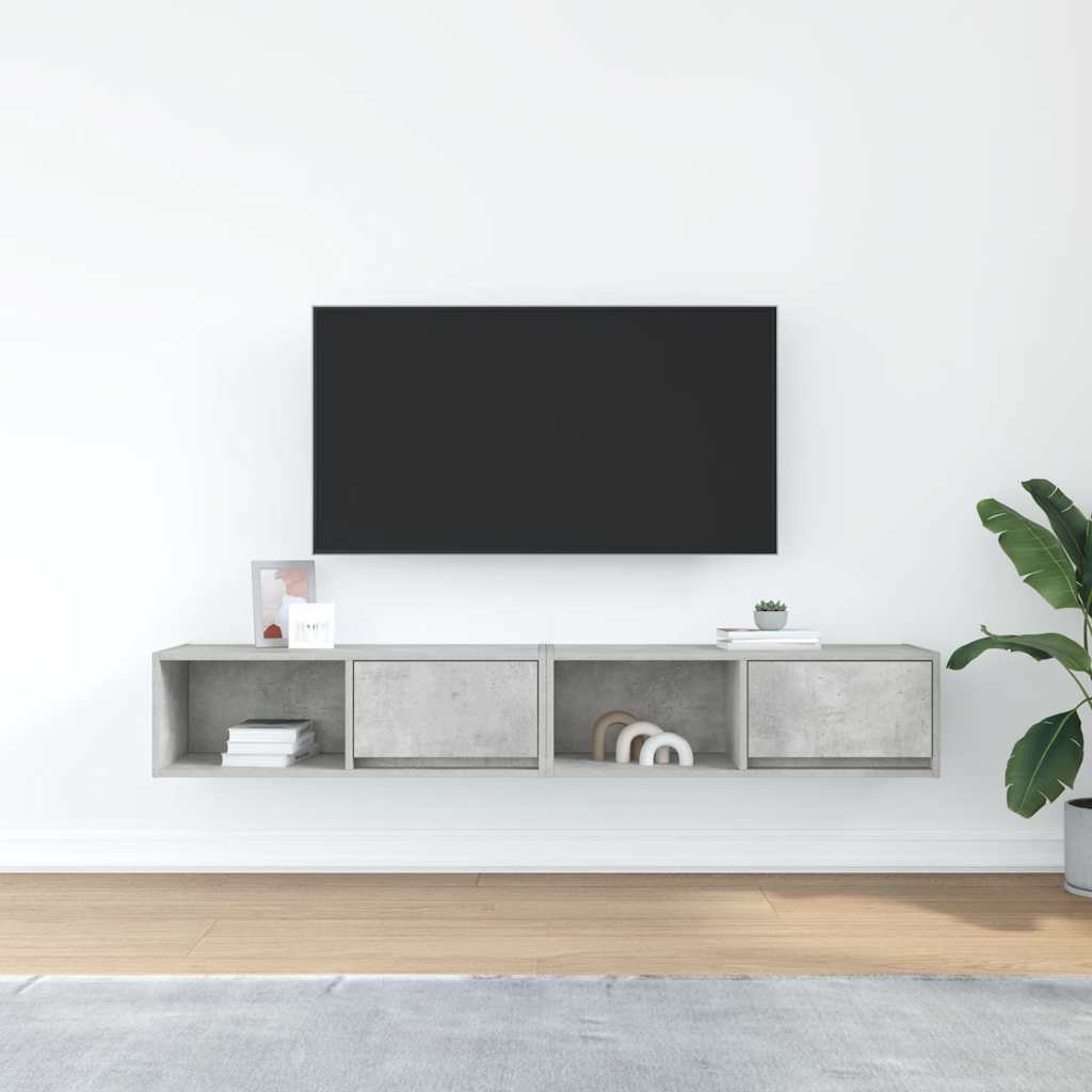 vidaXL Dulapuri TV 2 buc Beton Gri 80x31x25,5 cm Lemn prelucrat