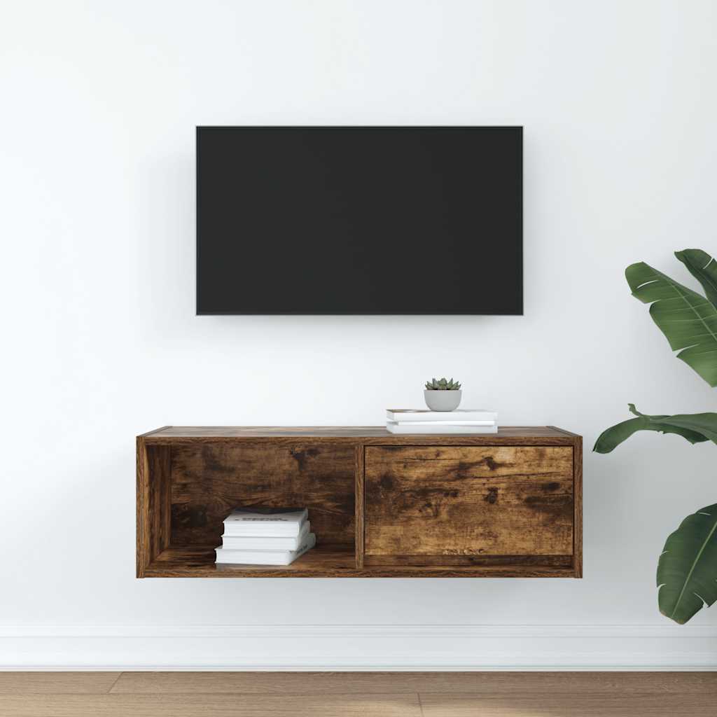 vidaXL Dulap TV stejar afumat 80x31x25,5 cm din lemn de prelucrare