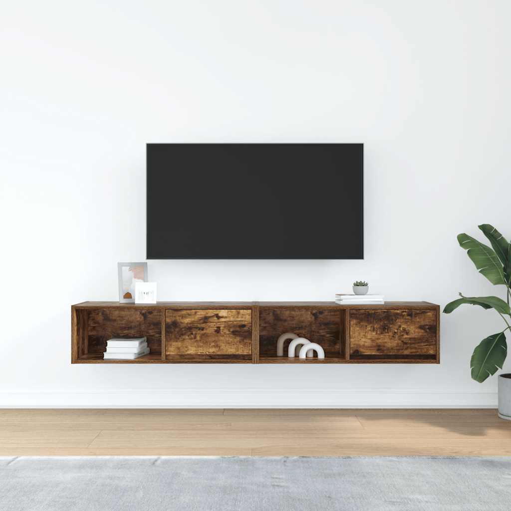 vidaXL Dulapuri TV 2 buc Stejar afumat 80x31x25,5 cm Lemn prelucrat