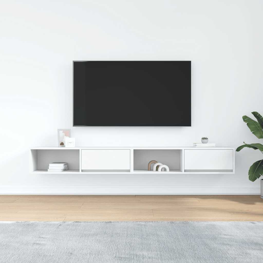 vidaXL Dulapuri TV 2 buc Alb 100x31x25,5 cm Lemn prelucrat vidaXL Dulapuri TV 2 buc Alb 100x31x25,5 cm Lemn prelucrat