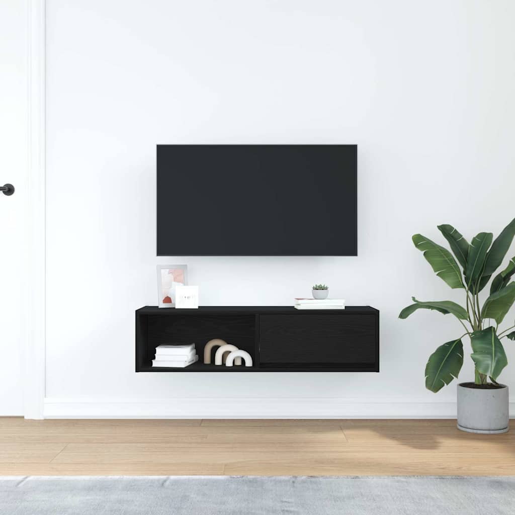 vidaXL Dulap TV Stejar negru 100x31x25,5 cm Lemn prelucrat