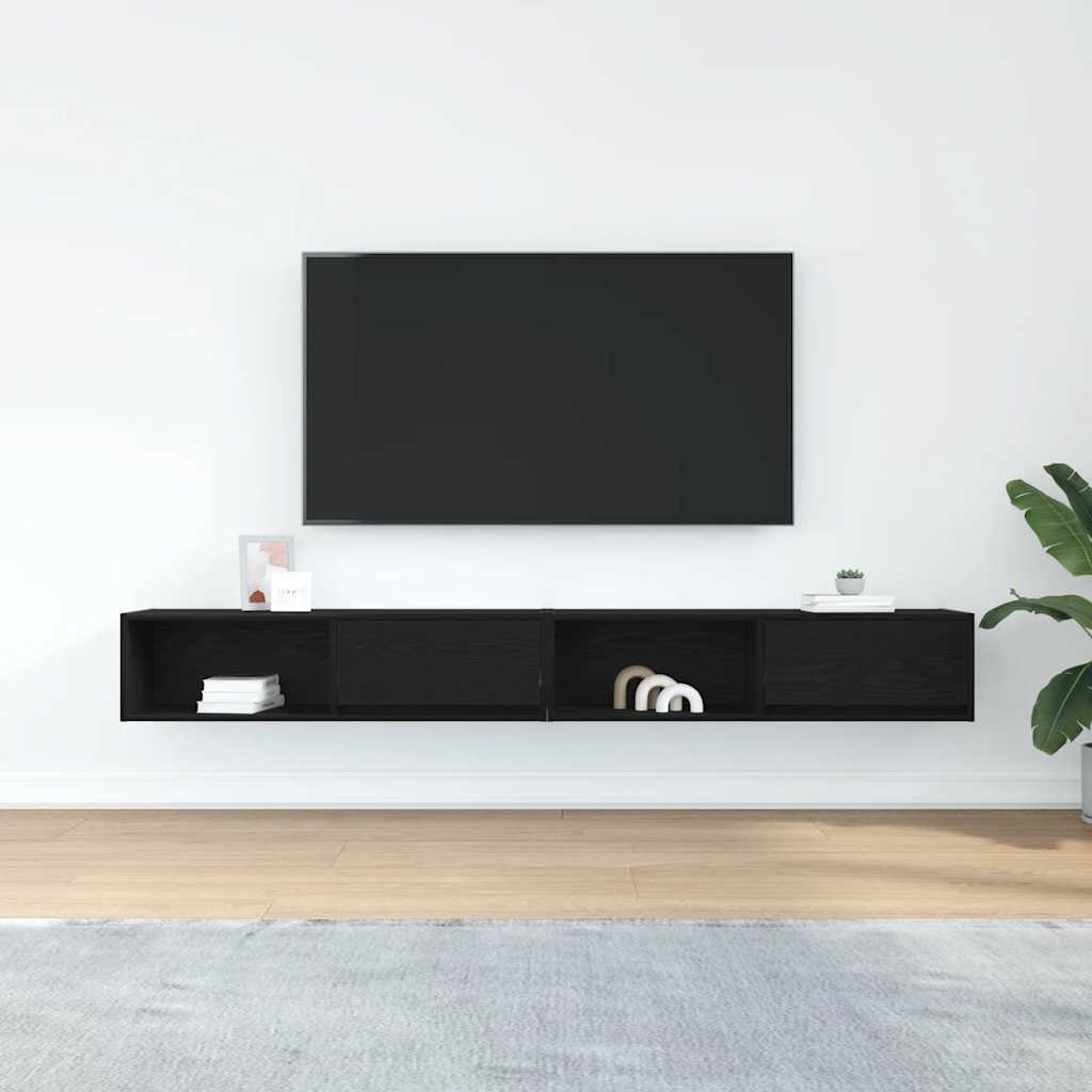 vidaXL Dulapuri TV 2 buc Stejar negru 100x31x25,5 cm Lemn prelucrat