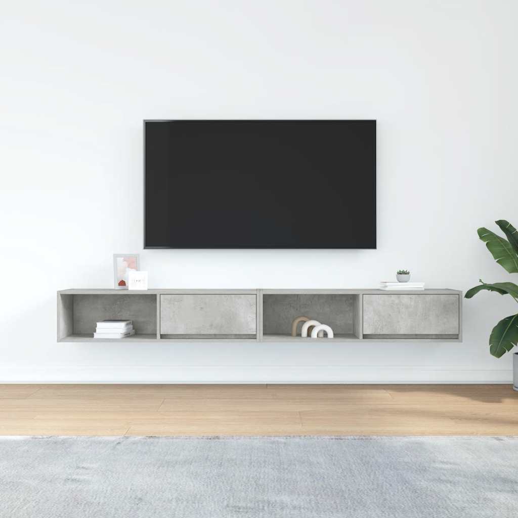 vidaXL Dulapuri TV 2 buc Beton Gri 100x31x25,5 cm Lemn prelucrat vidaXL Dulapuri TV 2 buc Beton Gri 100x31x25,5 cm Lemn prelucrat