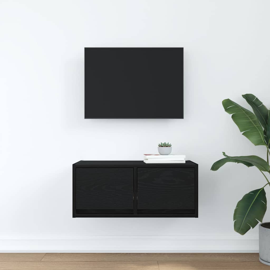vidaXL Dulap TV Stejar negru 60x31x25,5 cm Lemn prelucrat