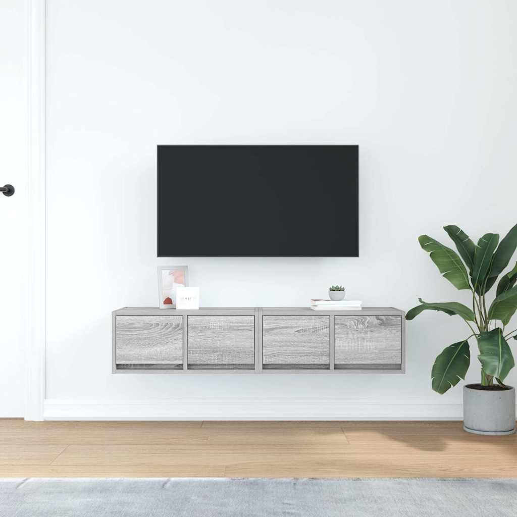 vidaXL Dulapuri TV 2 buc Gri Sonoma 60x31x25,5 cm Lemn prelucrat vidaXL Dulapuri TV 2 buc Gri Sonoma 60x31x25,5 cm Lemn prelucrat