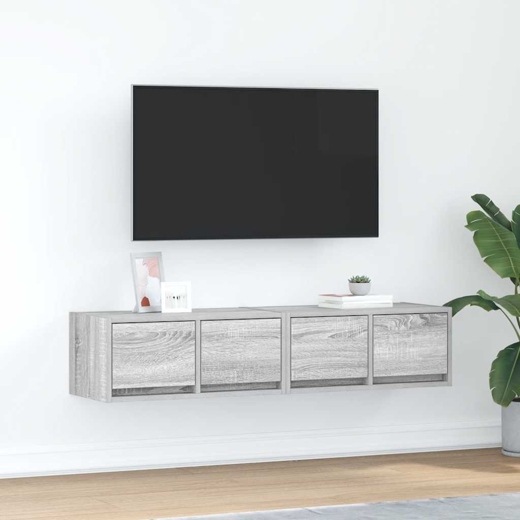 vidaXL Dulapuri TV 2 buc Gri Sonoma 60x31x25,5 cm Lemn prelucrat vidaXL Dulapuri TV 2 buc Gri Sonoma 60x31x25,5 cm Lemn prelucrat